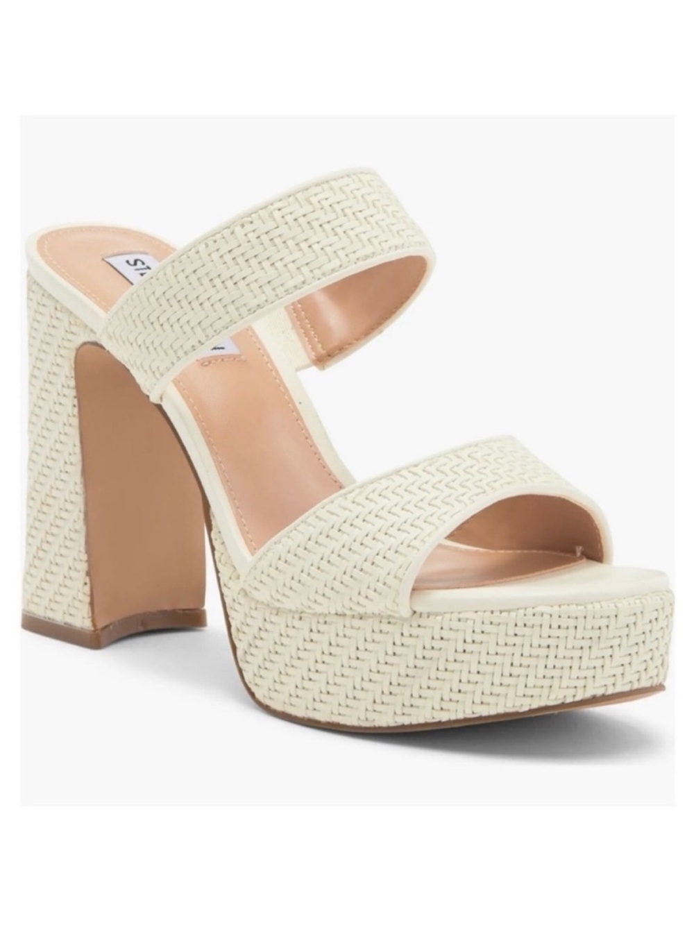 Steve Madden Cream Woven Platform Sandal